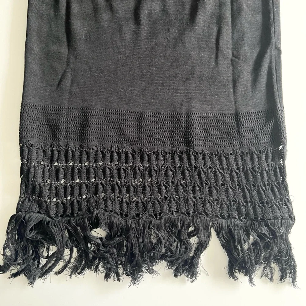 Bobi Black Crochet Two Piece top & midi skirt Set Size M